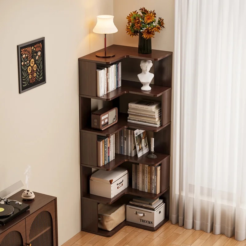 Estante de canto em madeira maciça HYS, armário de canto para sala de estar, prateleira de armazenamento de canto de parede, estante simples para quarto. Review 2026 — Vale a Pena?