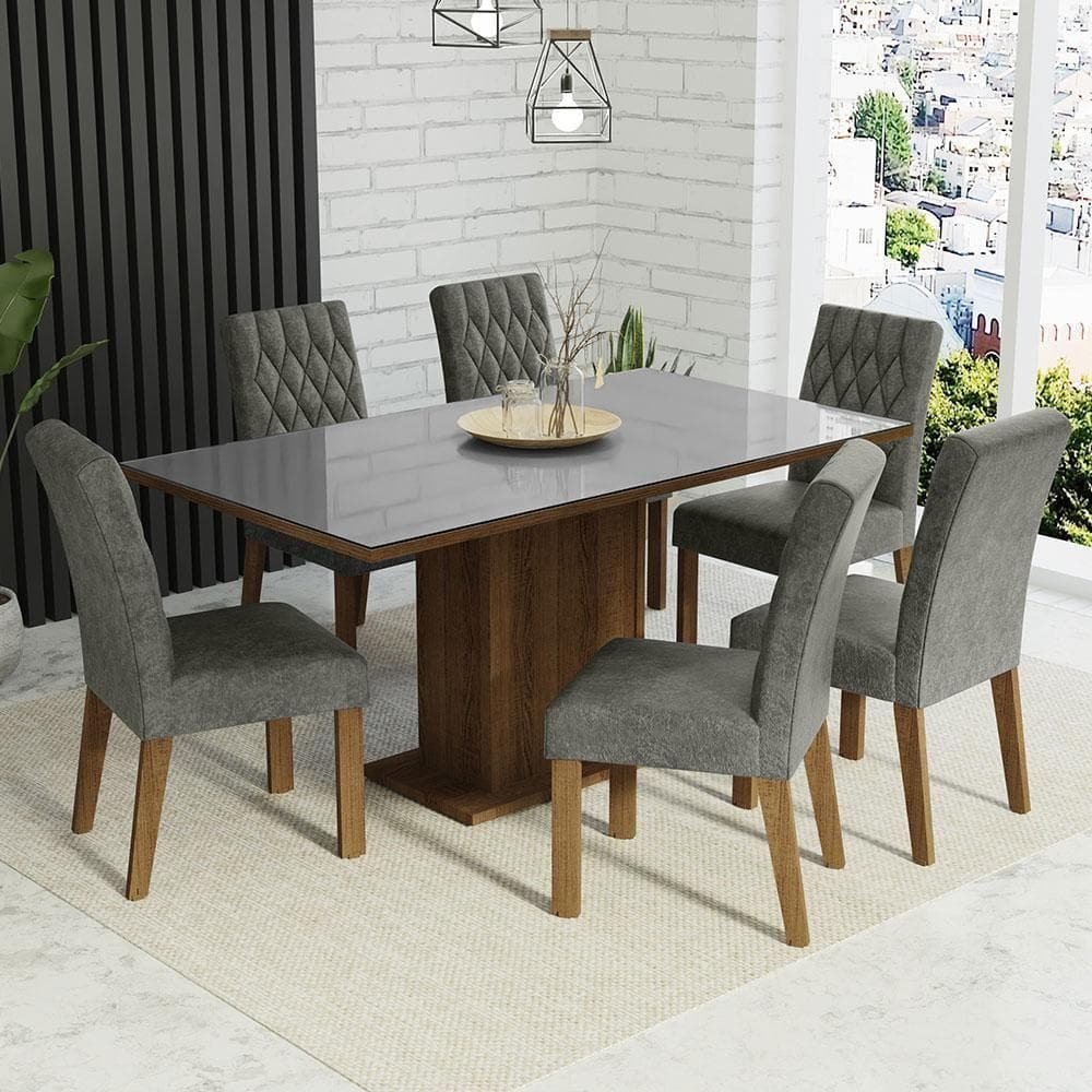 Conjunto Mesa de Jantar 6 lugares Tampo de Vidro Geórgia Madesa Review 2026 — Vale a Pena?